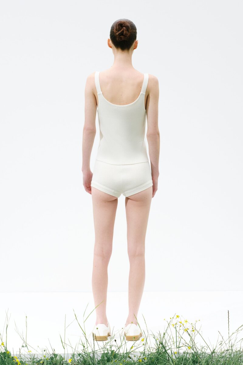 Kayla Ecru Wool Mini Shorts