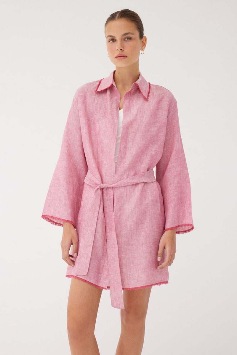 Blake Rose Linen Mini Kaftan