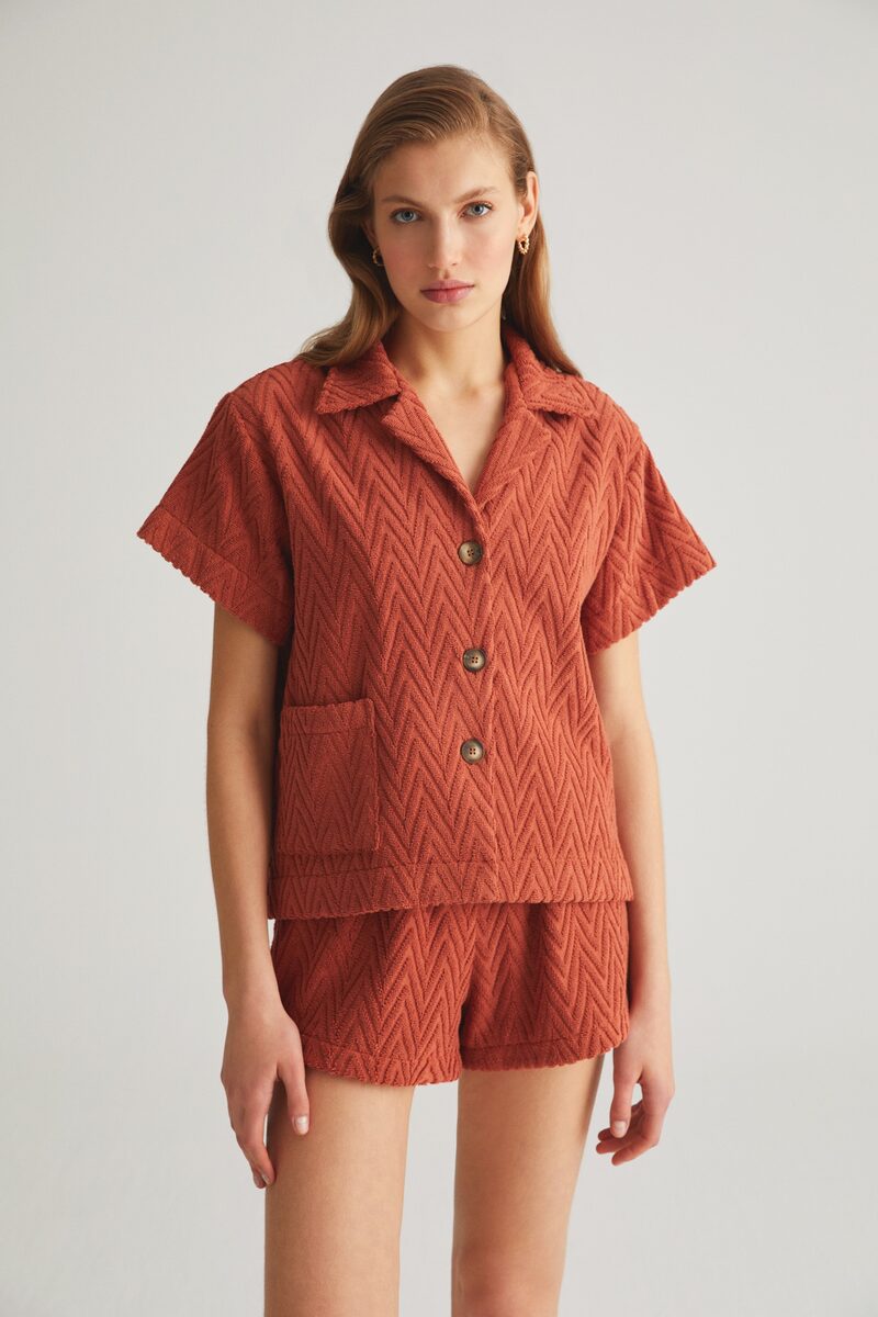 Terracotta Zig Zag Terry Shirt