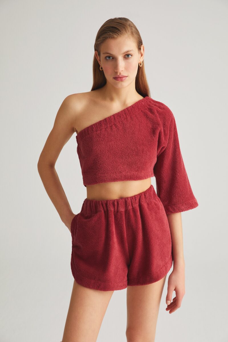 Berry Terry One Sleeve Top