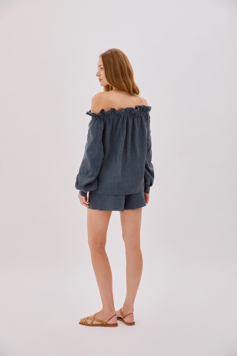 Gracey Indigo Linen Shorts