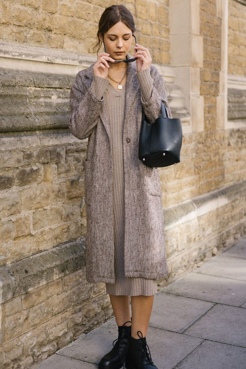 Oversized Herringbone Coat