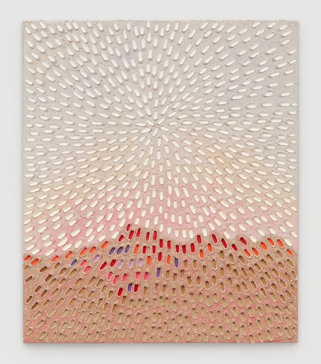 Pink Sky Mountain (Painted White Sand SF #2C, White and Multicolor), 2017