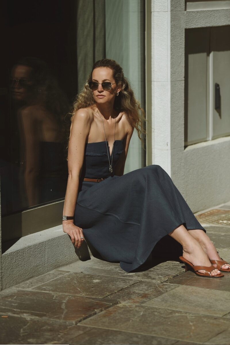 Clara Indigo Linen Maxi Skirt