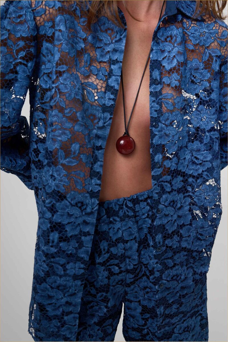 Anna Washed Indigo Lace Shirt