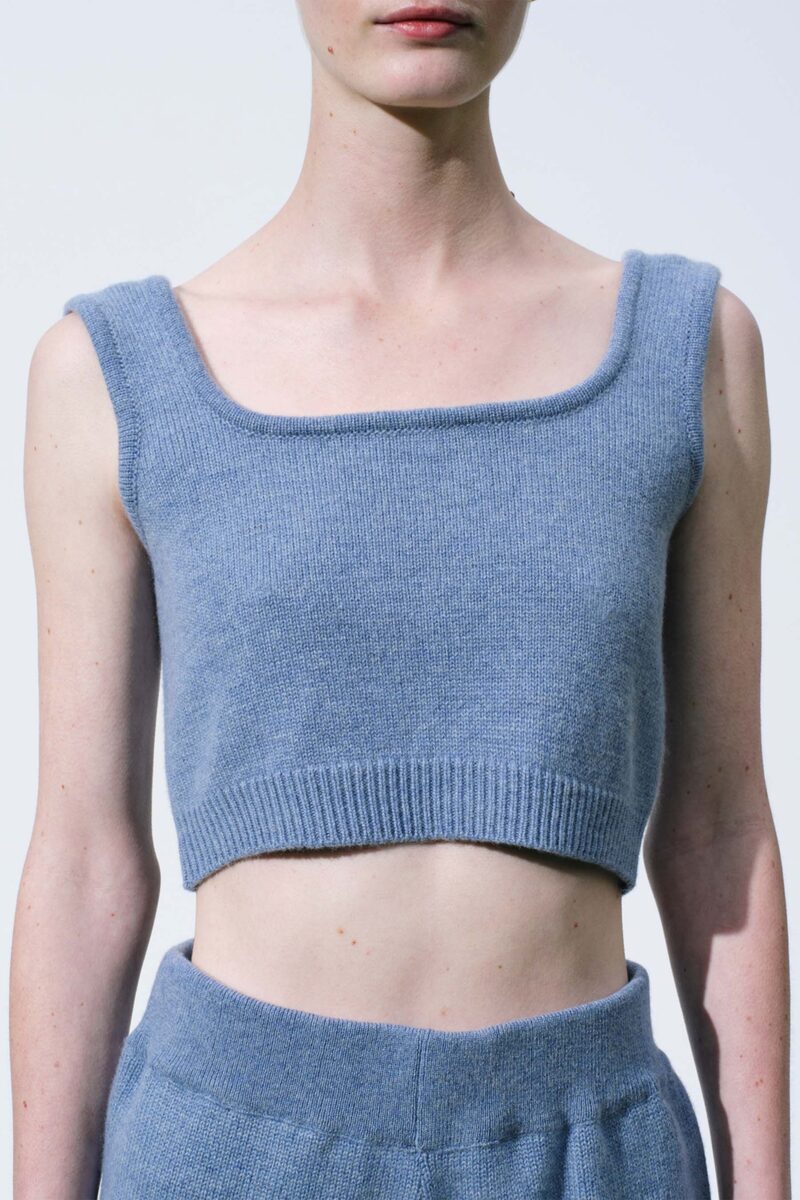 Willow Light Blue Cashmere Crop Top