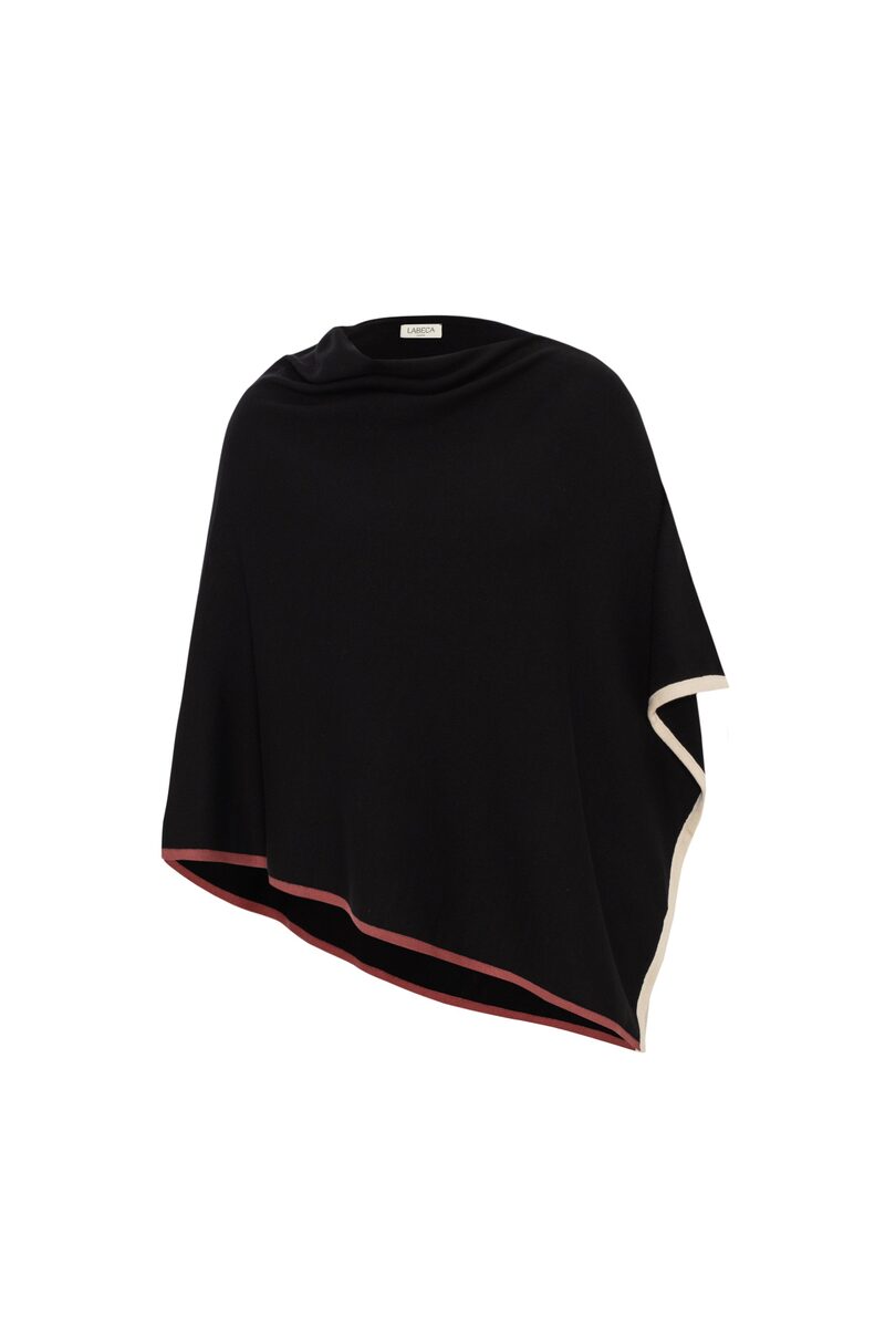 Vanessa Black Contrast Hem Jersey Poncho