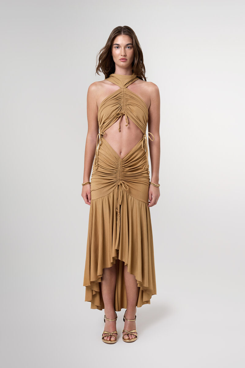 Hera Cut Out Asymetrical Jersey Maxi Dress
