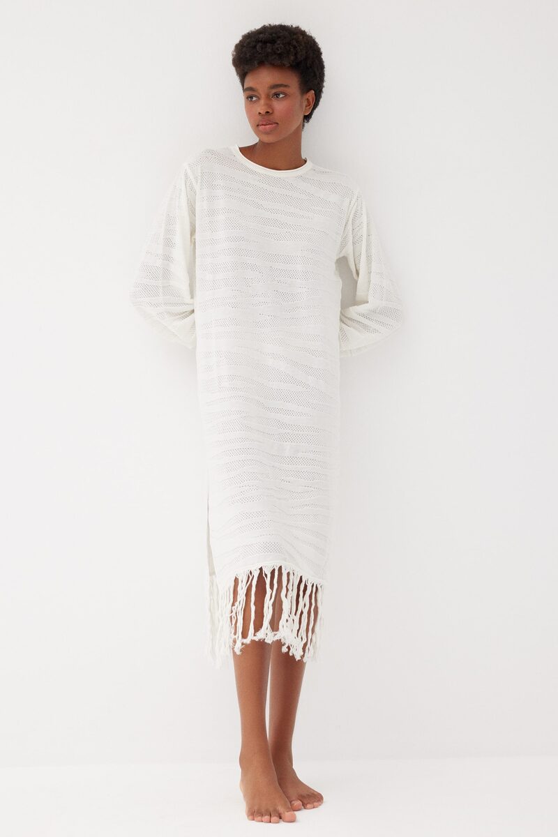White Fringe Maxi Dress