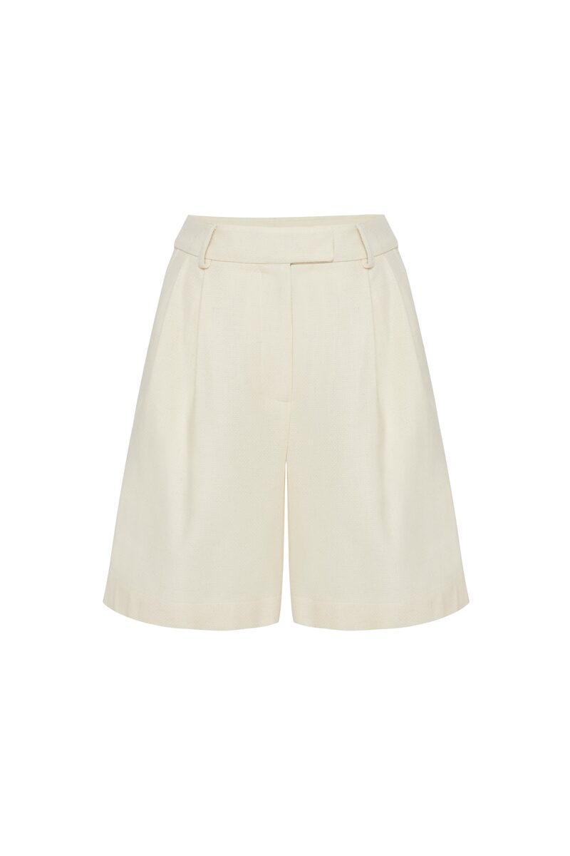 Tara Ecru Wool Relaxed Shorts