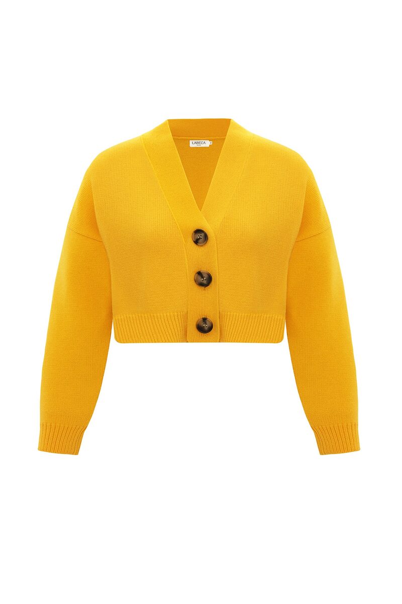 Willow Honey Yellow Cashmere Crop Cardigan