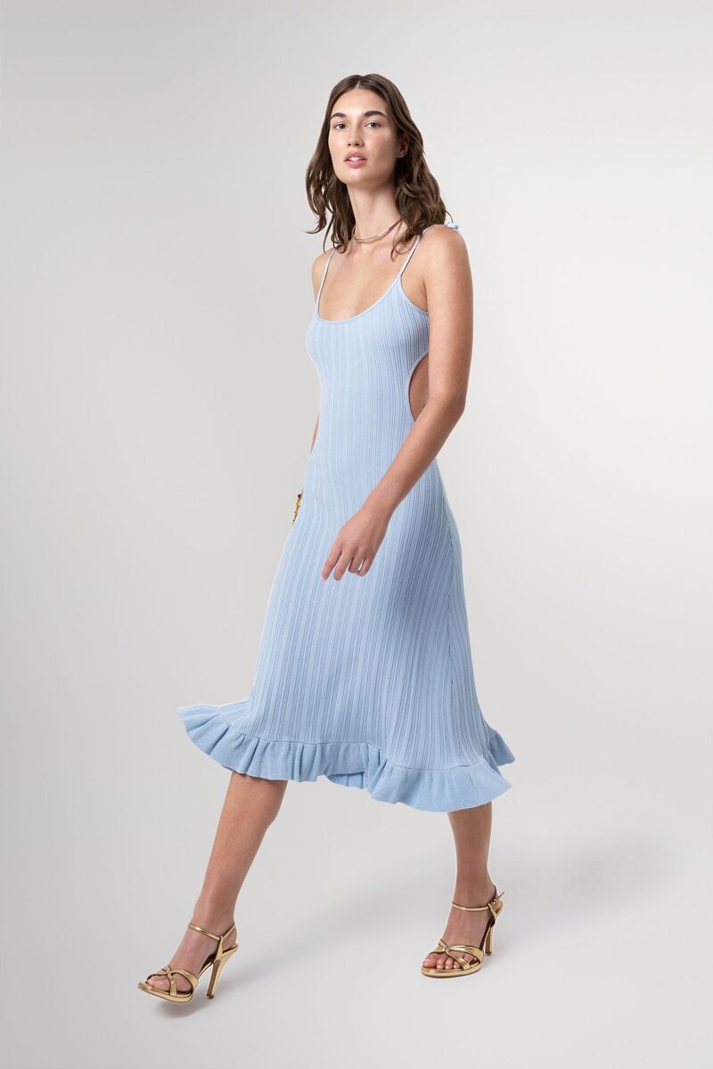 Camille Pale Blue Ribbed Midi Dress