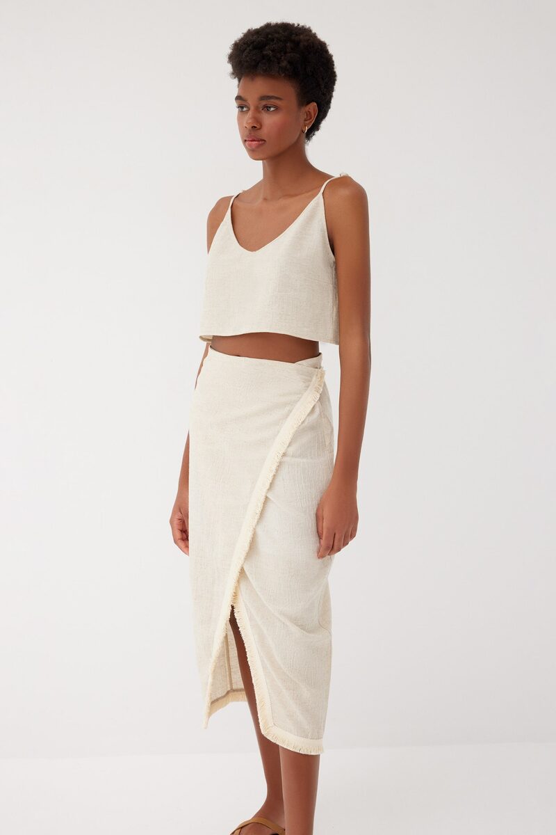 Barley Shoulder Tie Crop Top