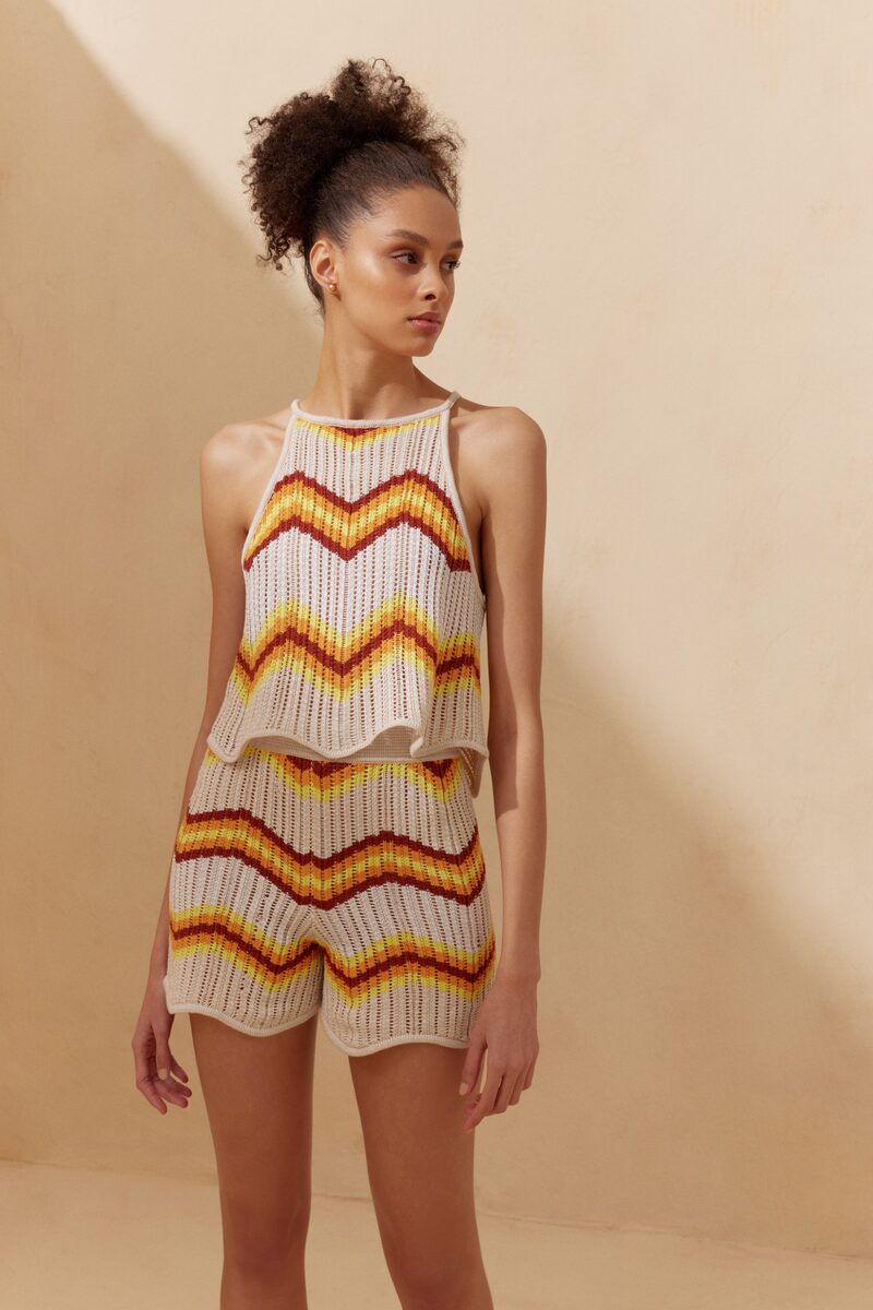 Sunset Crocheted Halter Neck Top