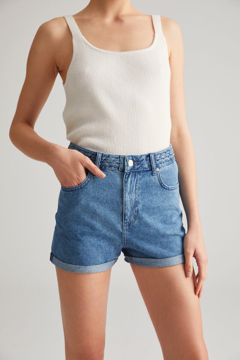 Denim Braided Shorts