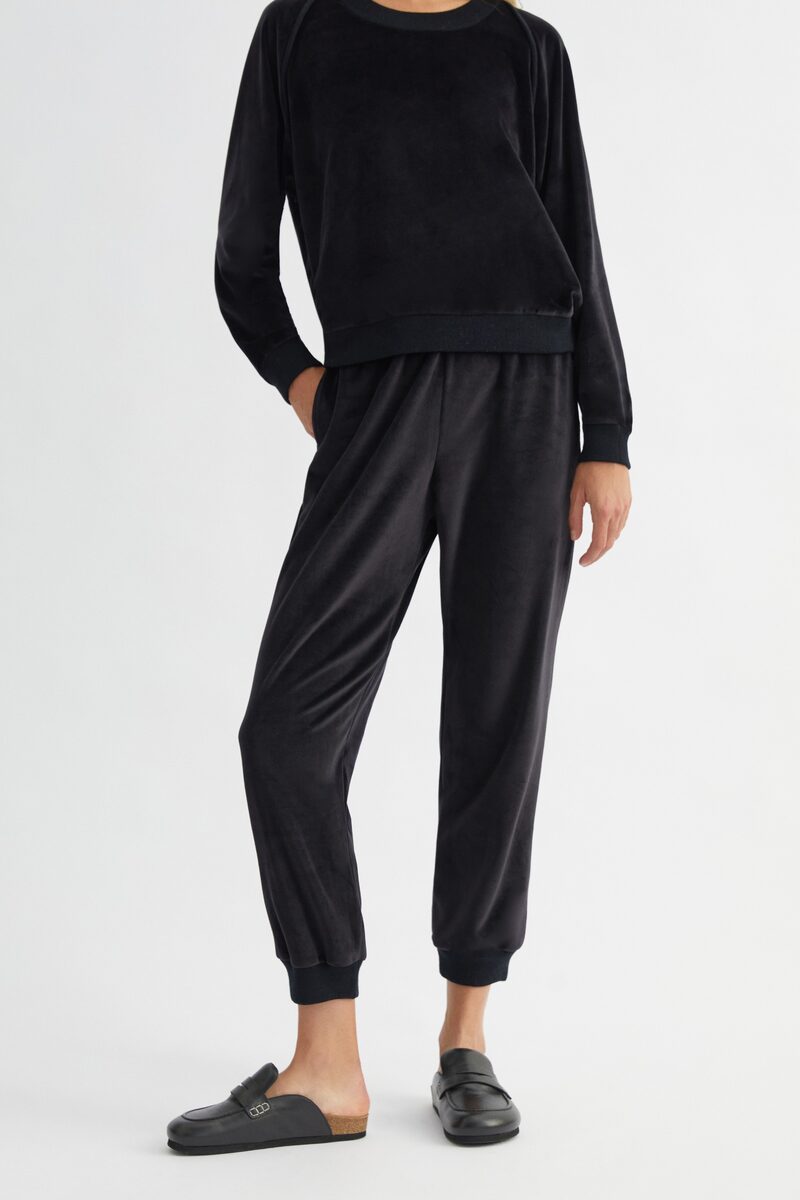 Anthracite Grey Velvet Joggers