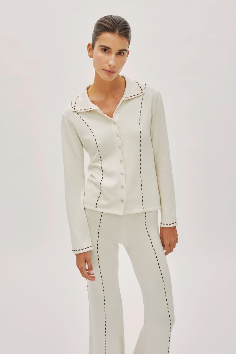 Marina Ecru Contrast Stitch Shirt