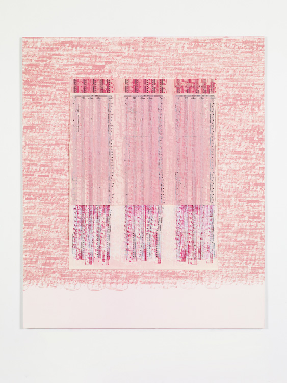 Idris Khan, The Seasons Turn – Spring 2, 2021. Watercolour, oil, paper on aluminium, 45.5 x 55 cm. © Idris Khan. Courtesy the artist and Victoria Miro.