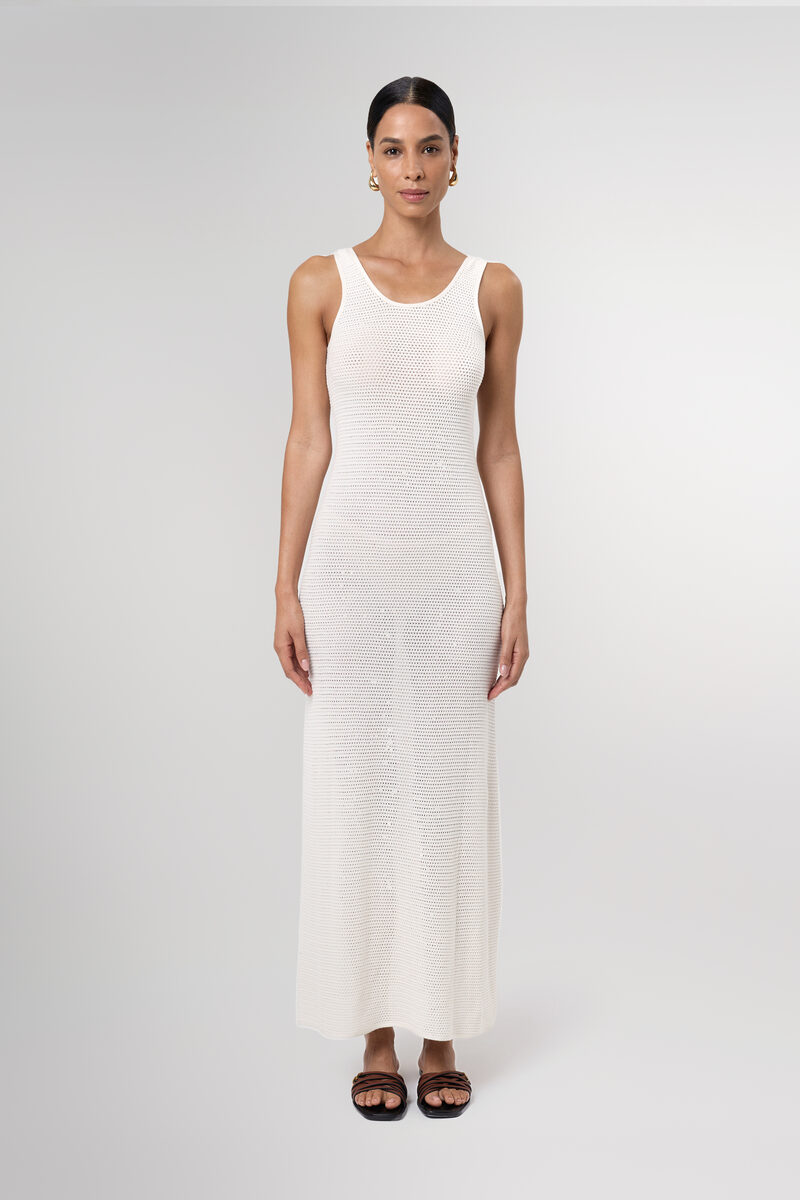 Daisy Off White Ribbed Maxi Dress