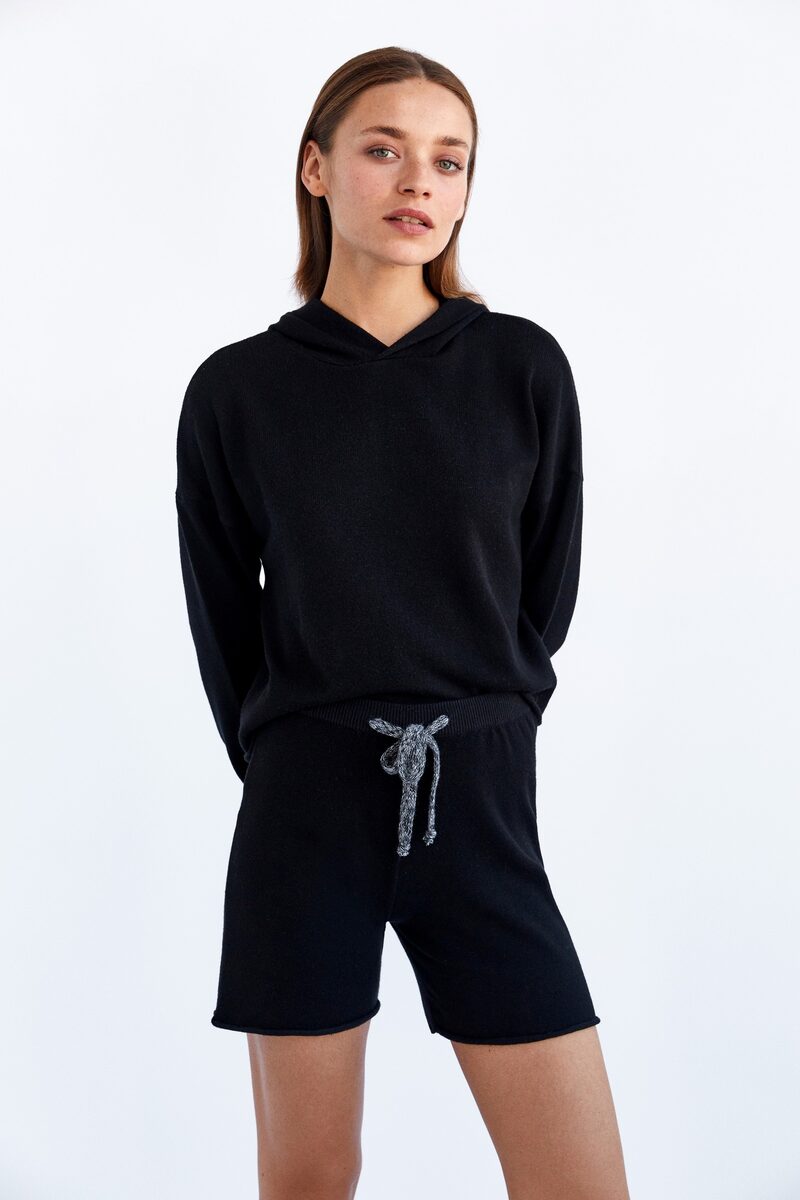 Black Knit Shorts