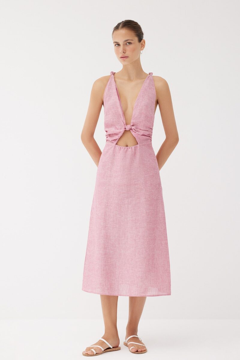 Dahlia Rose Linen Crossback Dress